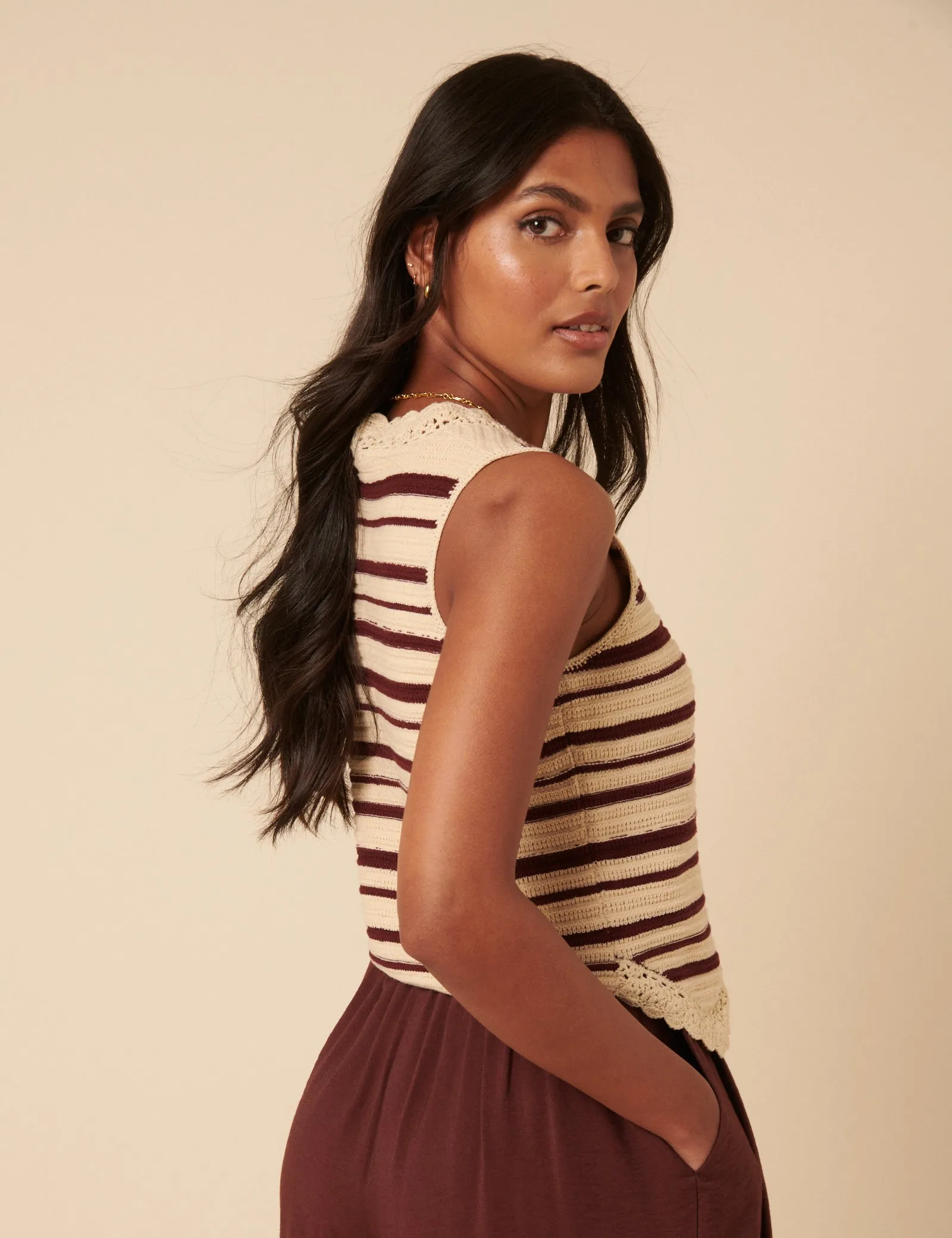 Cream And Red Striped Knitted Waistcoat sold by Nobody's Child product image thumbnail 5