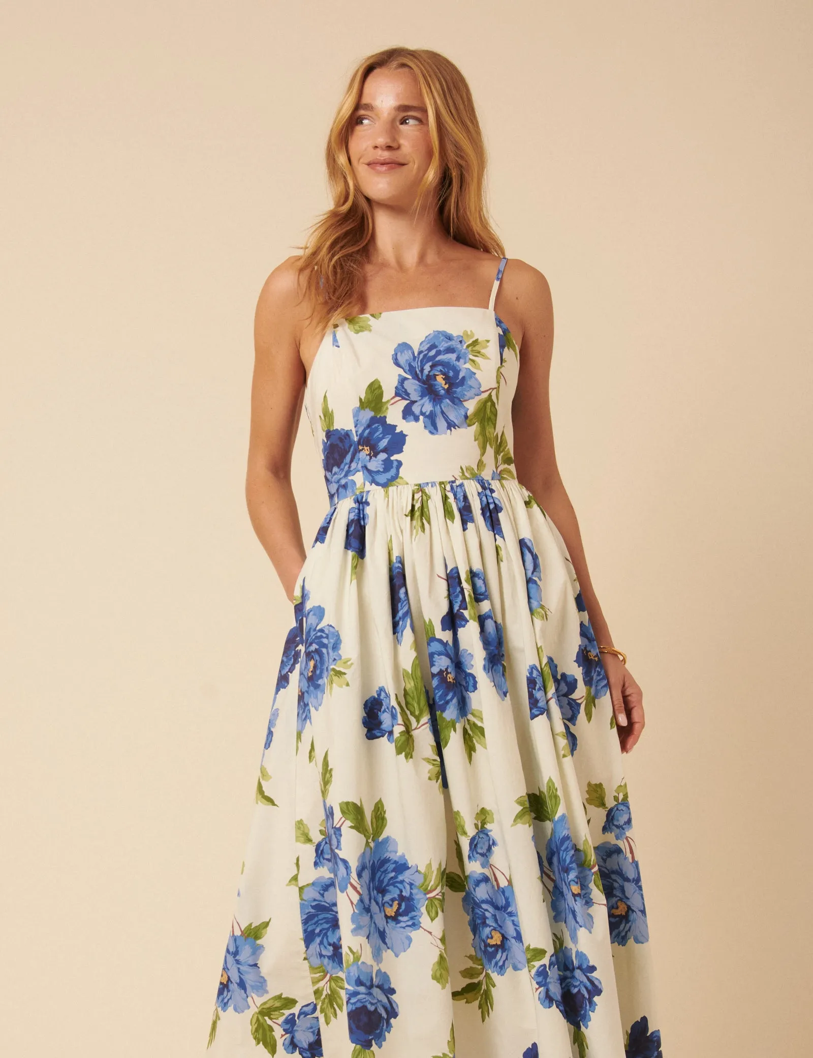 Cream Floral Madeline Midi Dress sold by Nobody's Child product image thumbnail 2