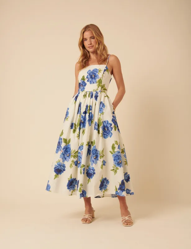 Cream Floral Madeline Midi Dress made by Nobody's Child