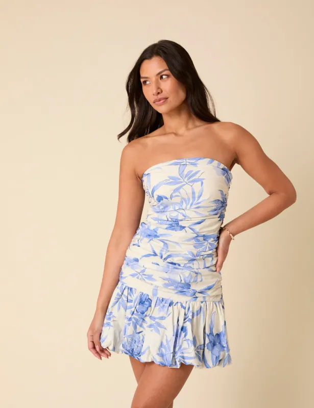 Cream Floral Briony Bubble Hem Mini Dress sold by Nobody's Child