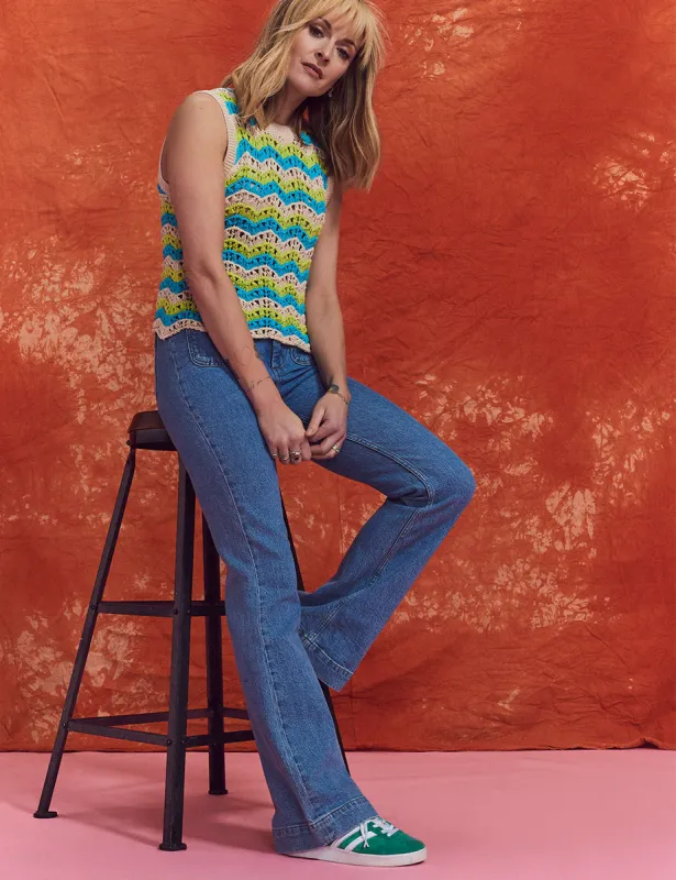 Fearne Cotton Blue Denim Skinny Flare Jeans with Patch Pocket sold by Nobody's Child