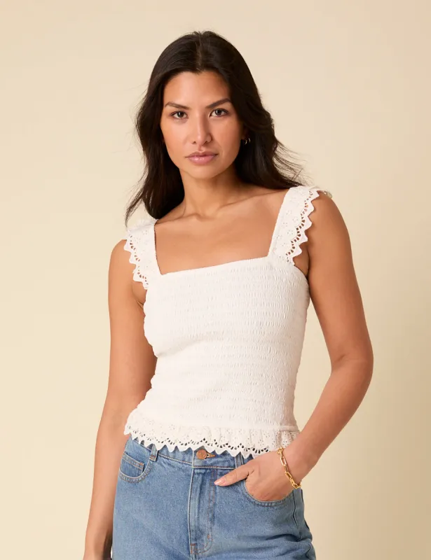 White Shirred Top sold by Nobody's Child