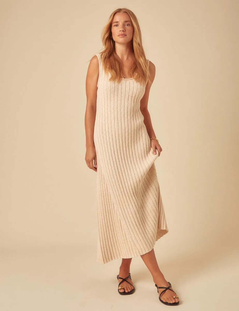 Cream Ribbed Knitted Midi Dress sold by Nobody's Child product image thumbnail 3