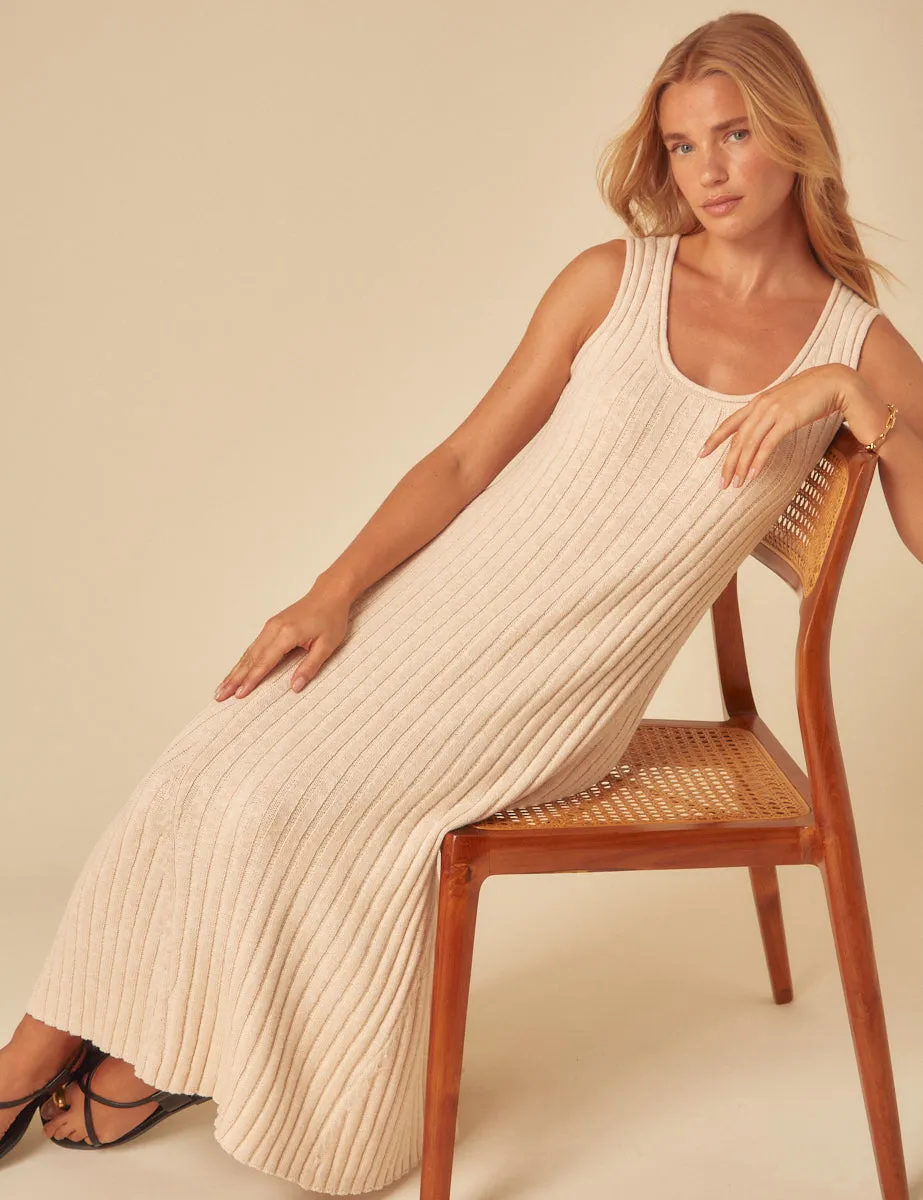 Cream Ribbed Knitted Midi Dress sold by Nobody's Child product image thumbnail 5