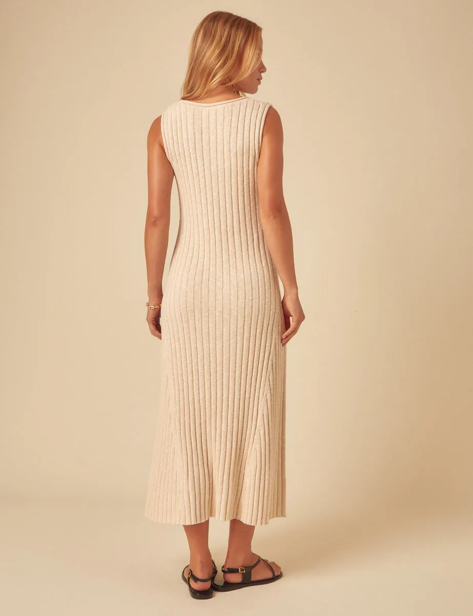 Cream Ribbed Knitted Midi Dress sold by Nobody's Child product image thumbnail 4