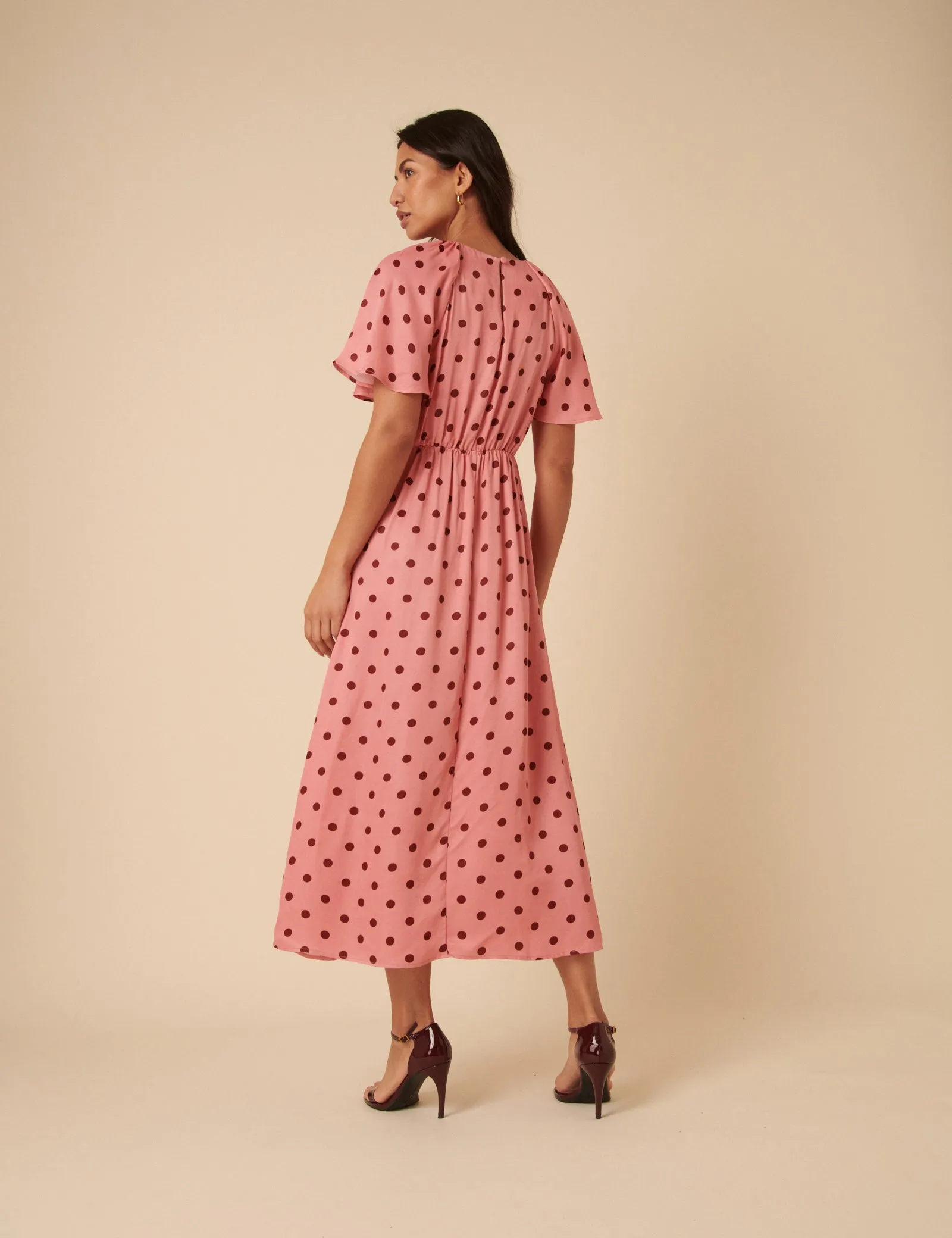 Pink Polka Dot Madeira Midi Dress sold by Nobody's Child product image thumbnail 5