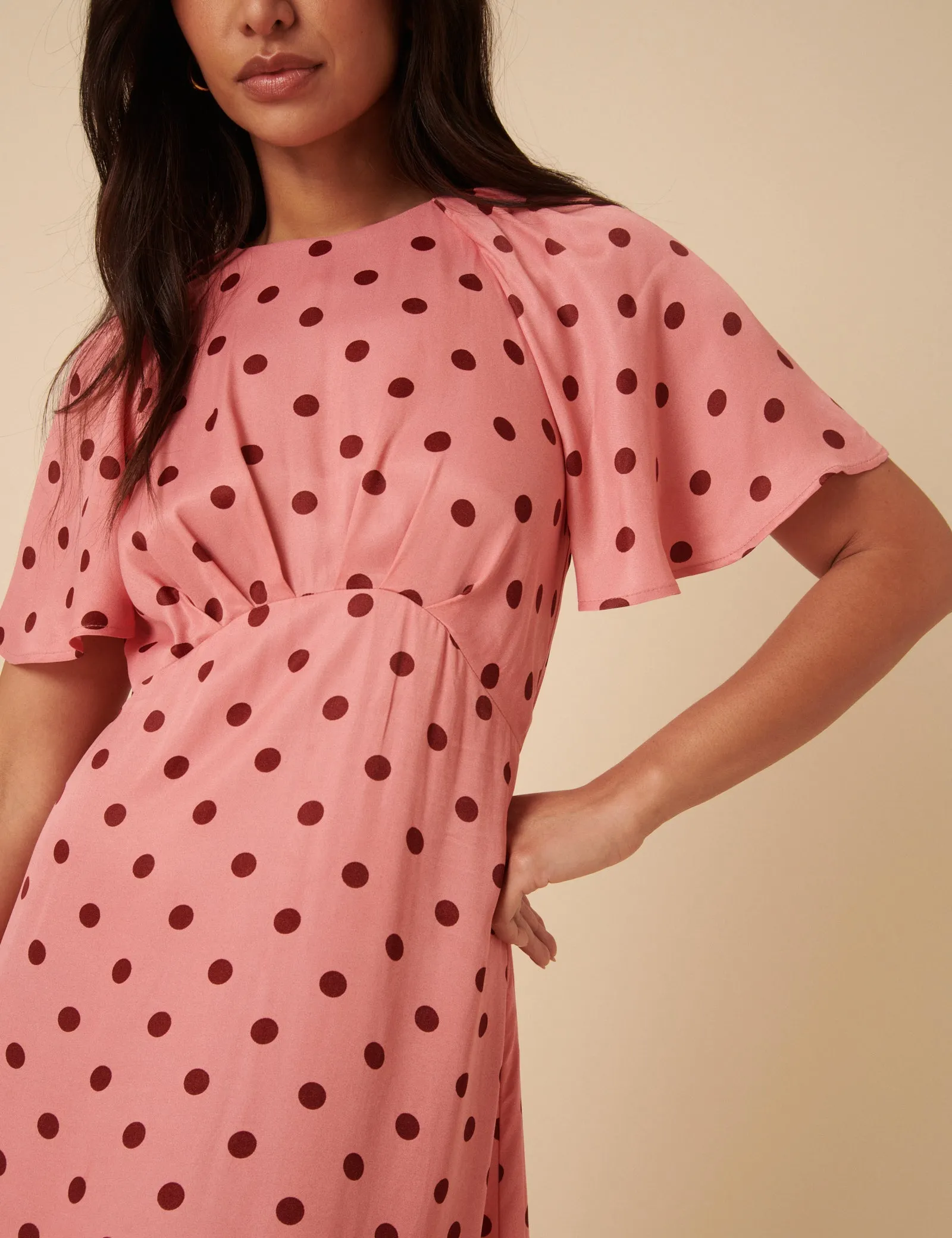 Pink Polka Dot Madeira Midi Dress sold by Nobody's Child product image thumbnail 3