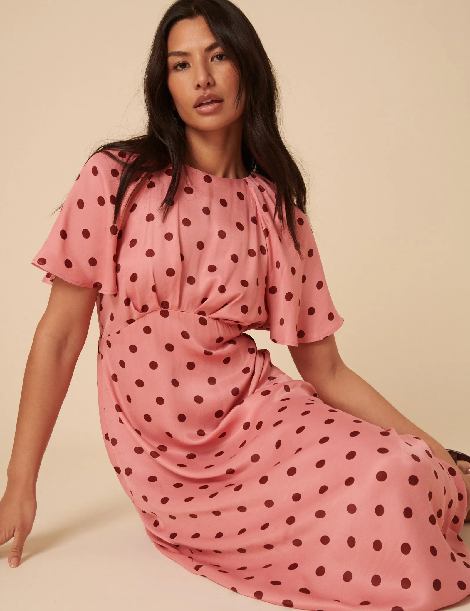Pink Polka Dot Madeira Midi Dress sold by Nobody's Child product image thumbnail 2