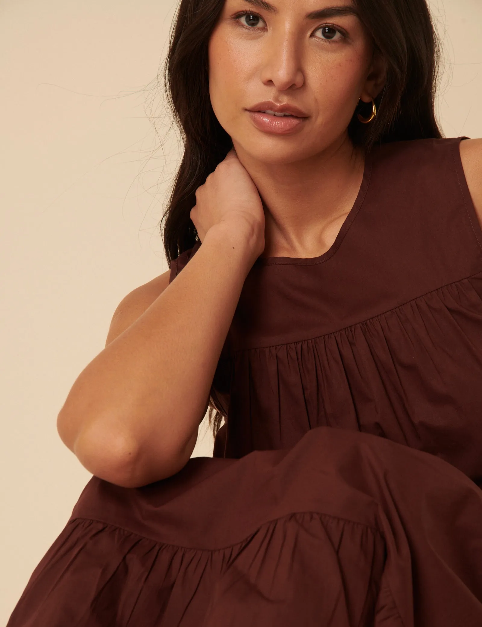 Brown Tiered Rosalind Midi Dress sold by Nobody's Child product image thumbnail 3