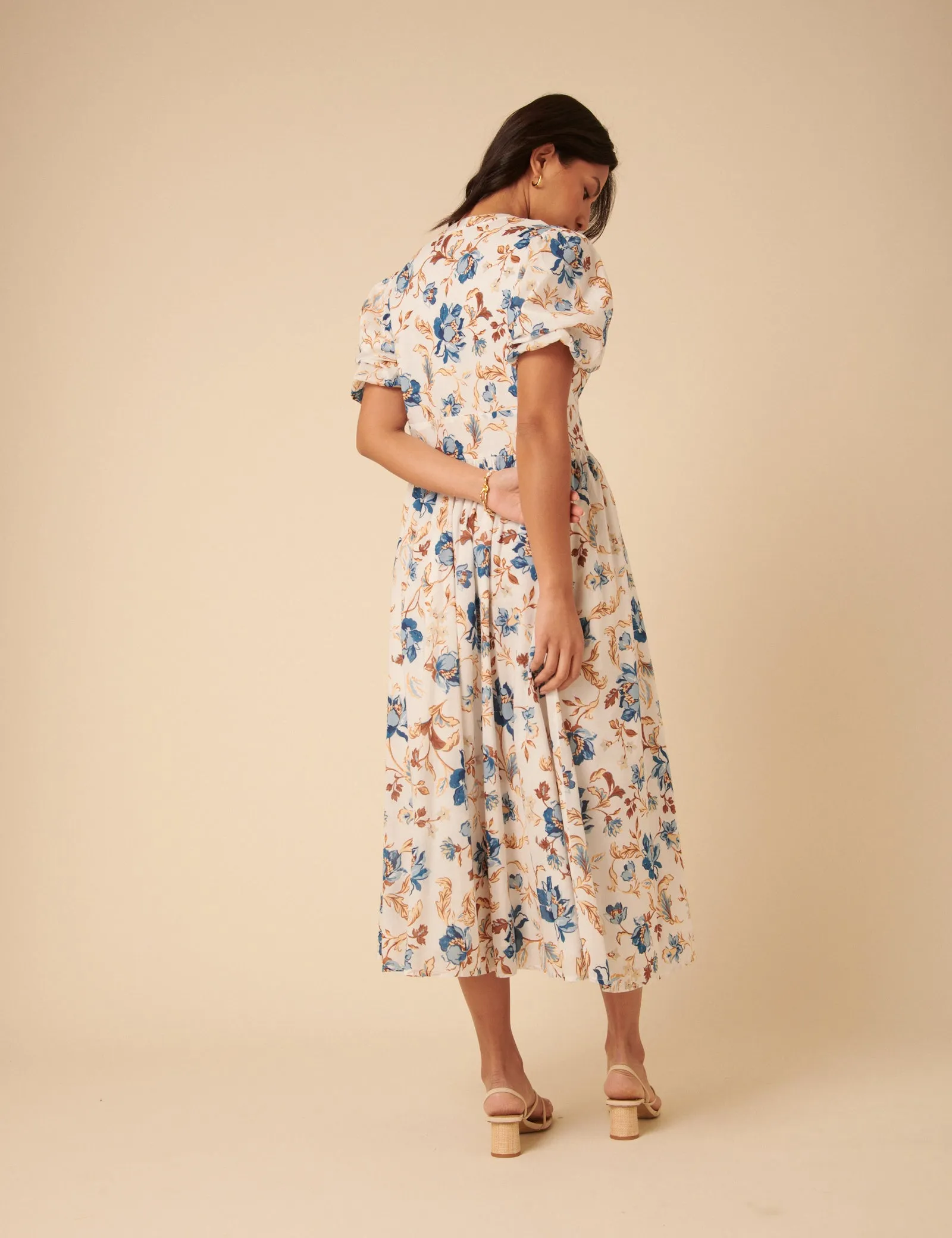 White Floral Starlight Midi Dress sold by Nobody's Child product image thumbnail 4