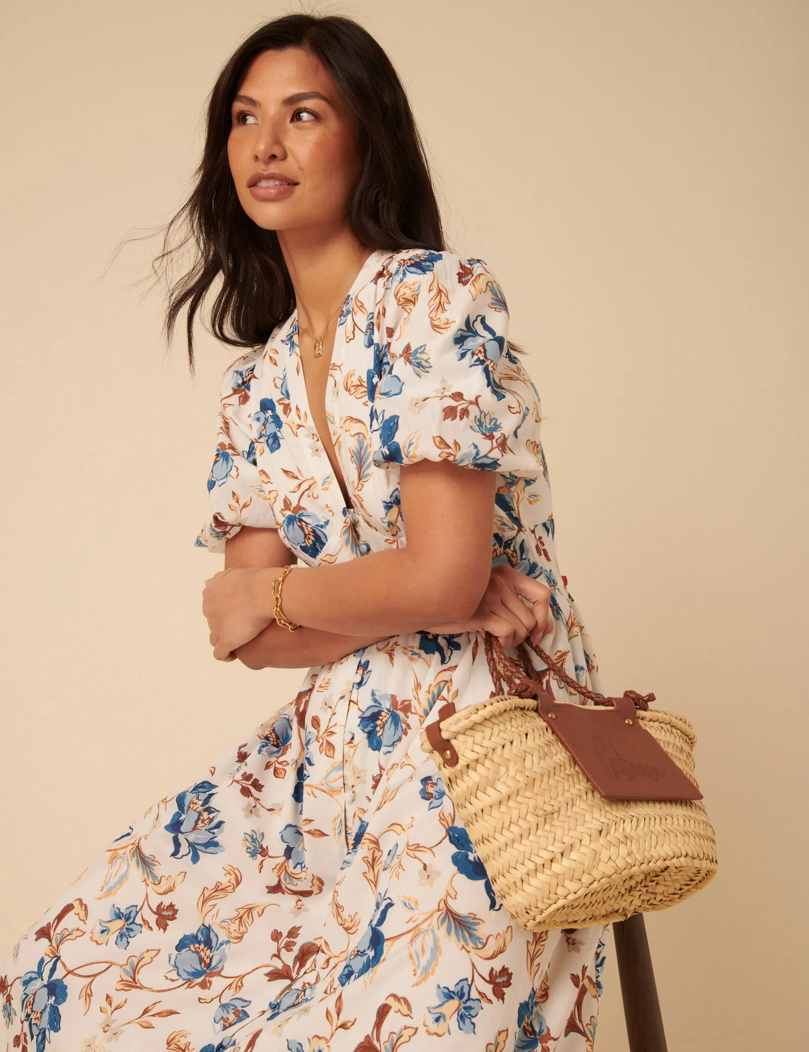 White Floral Starlight Midi Dress sold by Nobody's Child product image thumbnail 5