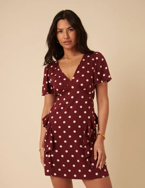 Brown Polka Dot Lydney Mini Dress sold by Nobody's Child
