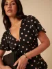 Black Polka Dot Ruffle Lyndsey Midi Dress sold by Nobody's Child