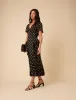 Black Polka Dot Ruffle Lyndsey Midi Dress sold by Nobody's Child