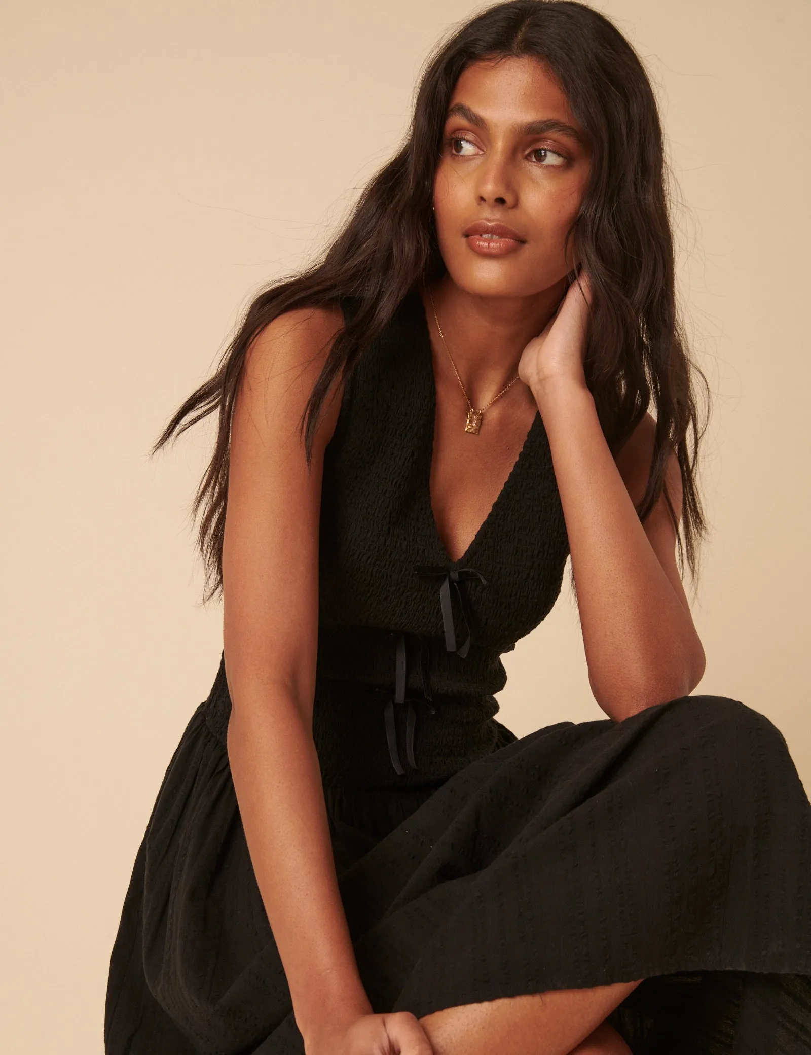 Black Bow Front Luisa Midi Dress sold by Nobody's Child product image thumbnail 3