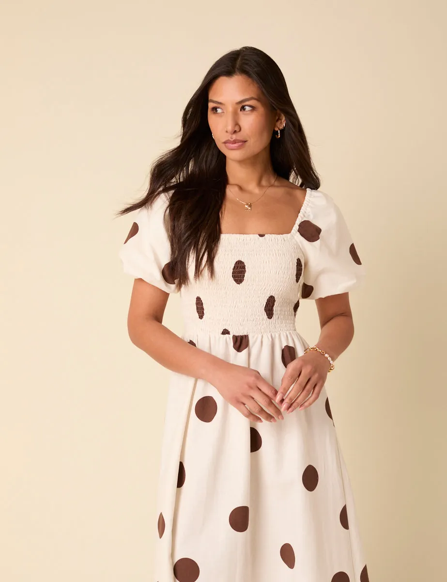 White Polka Dot Tasmin Midi Dress sold by Nobody's Child product image thumbnail 2