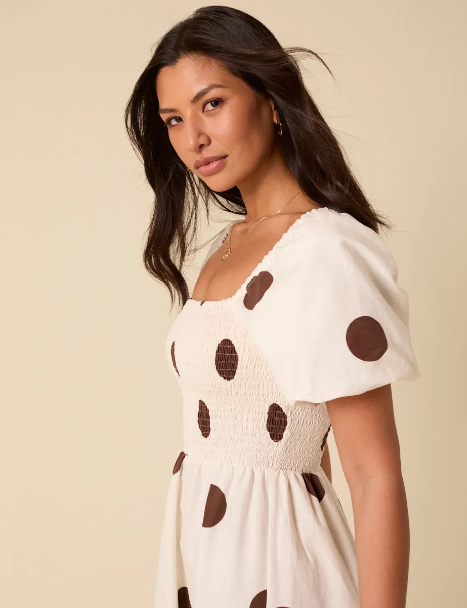 White Polka Dot Tasmin Midi Dress sold by Nobody's Child product image thumbnail 4