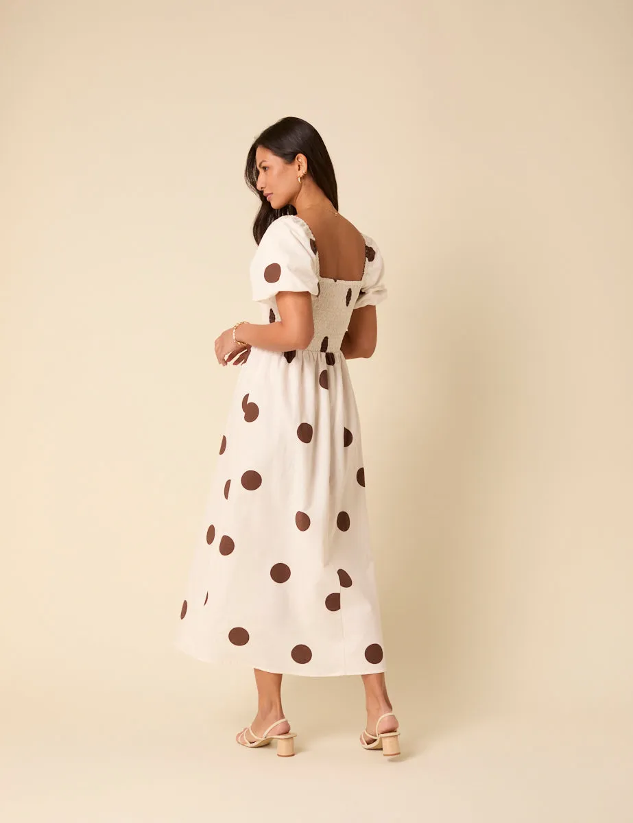 White Polka Dot Tasmin Midi Dress sold by Nobody's Child product image thumbnail 5