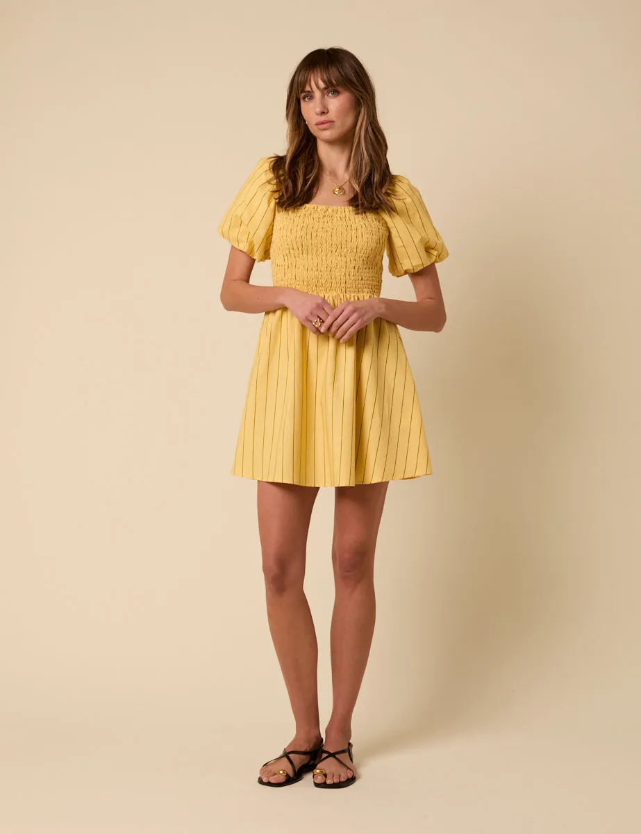 Yellow Pinstripe Tasmin Mini Dress sold by Nobody's Child product image thumbnail 3