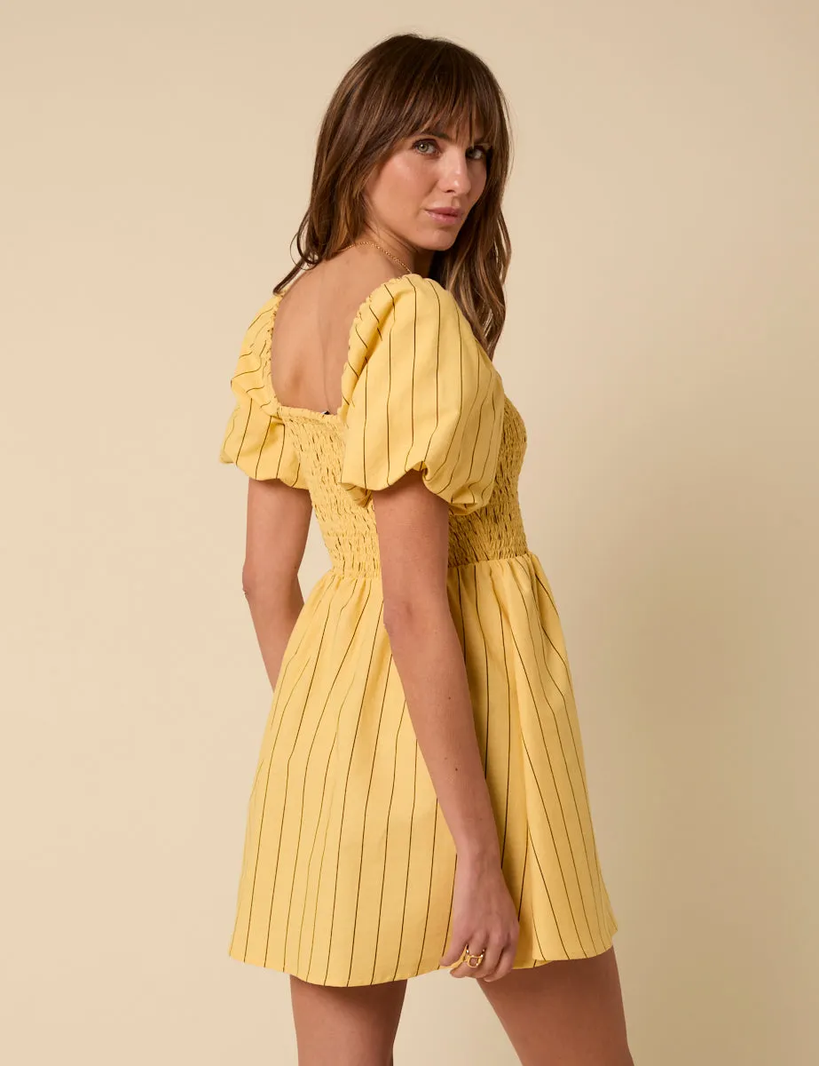 Yellow Pinstripe Tasmin Mini Dress sold by Nobody's Child product image thumbnail 5
