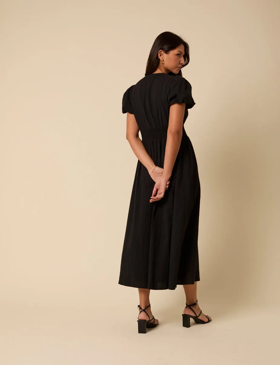 Black Puff Sleeve Abigail Midi Dress sold by Nobody's Child product image thumbnail 5