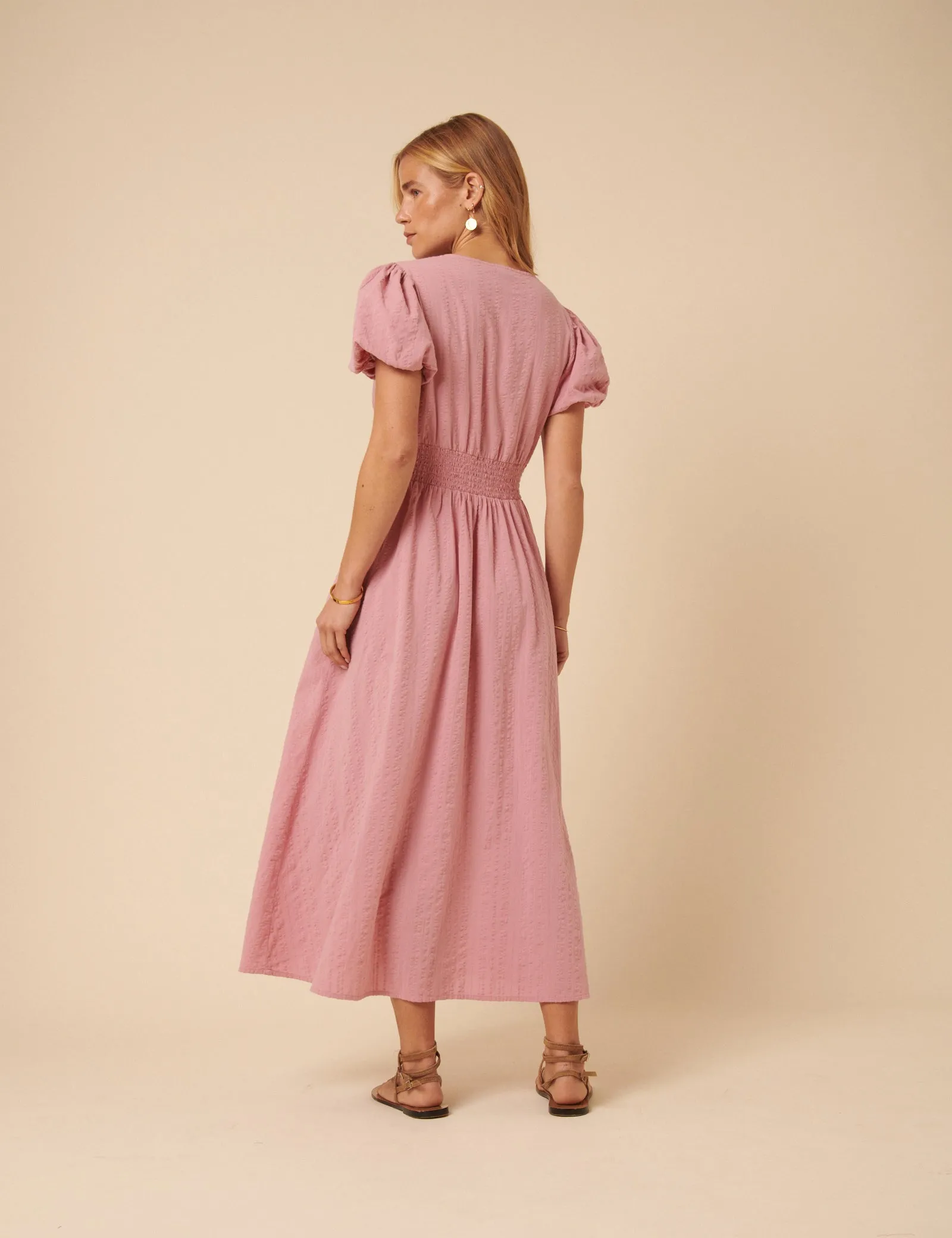 Pink Puff Sleeve Abigail Midi Dress sold by Nobody's Child product image thumbnail 3