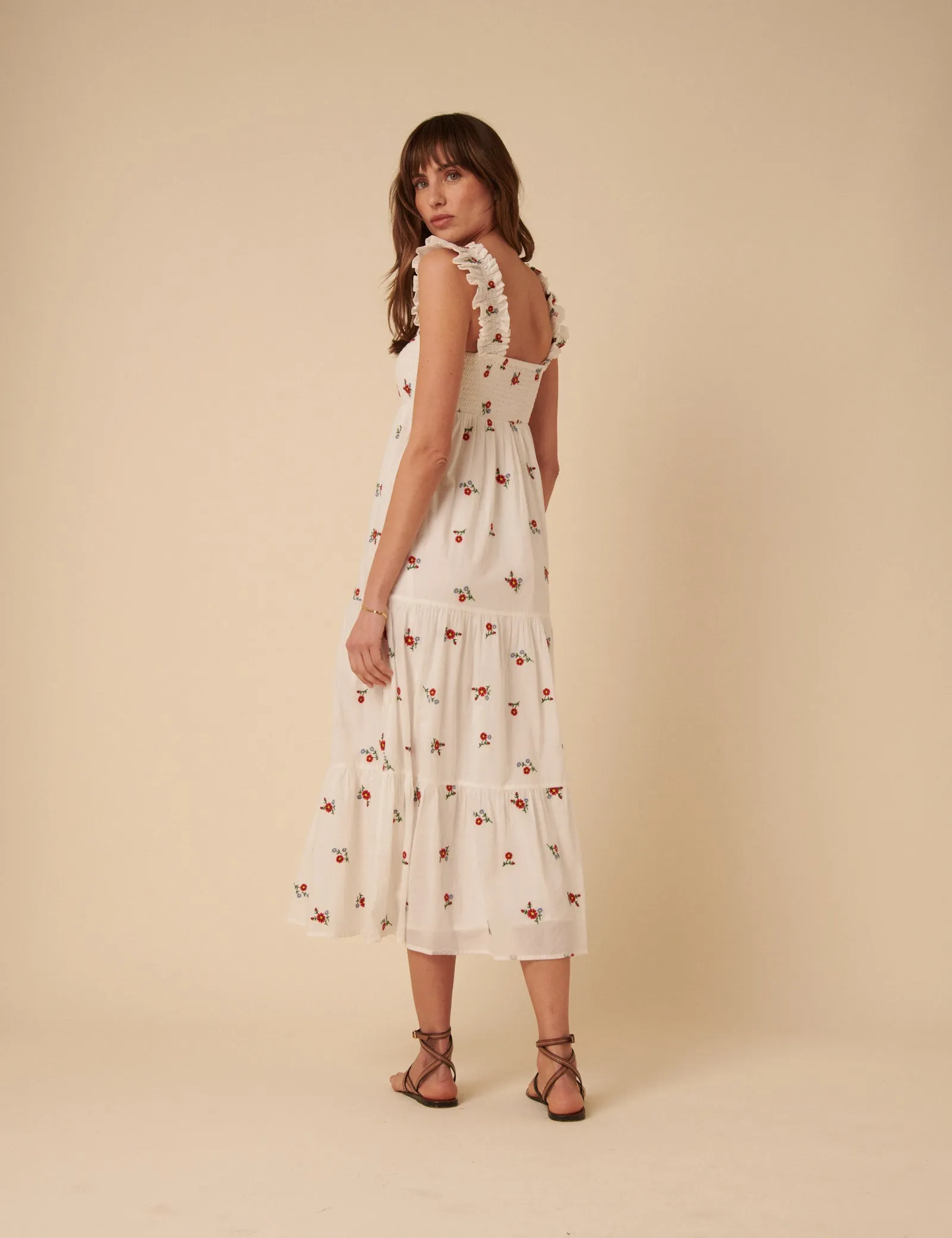 White Embroidered Maya Midi Dress sold by Nobody's Child product image thumbnail 4