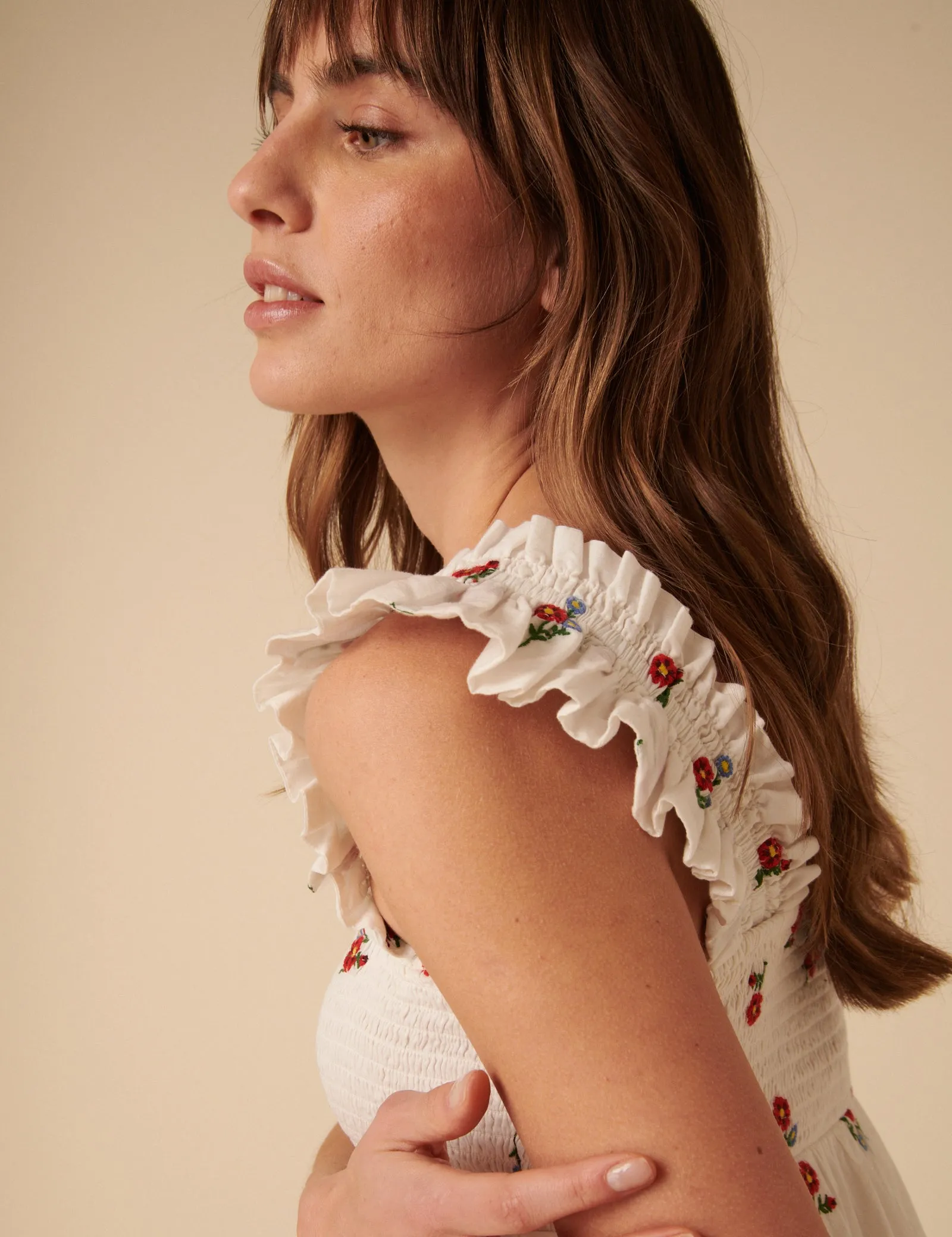 White Embroidered Maya Midi Dress sold by Nobody's Child product image thumbnail 5