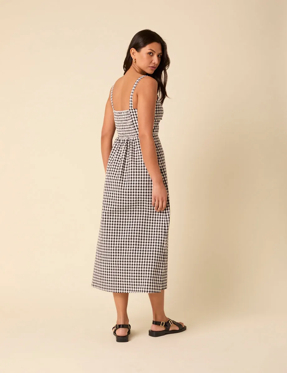 Black Gingham Lucia Midi Dress sold by Nobody's Child product image thumbnail 4