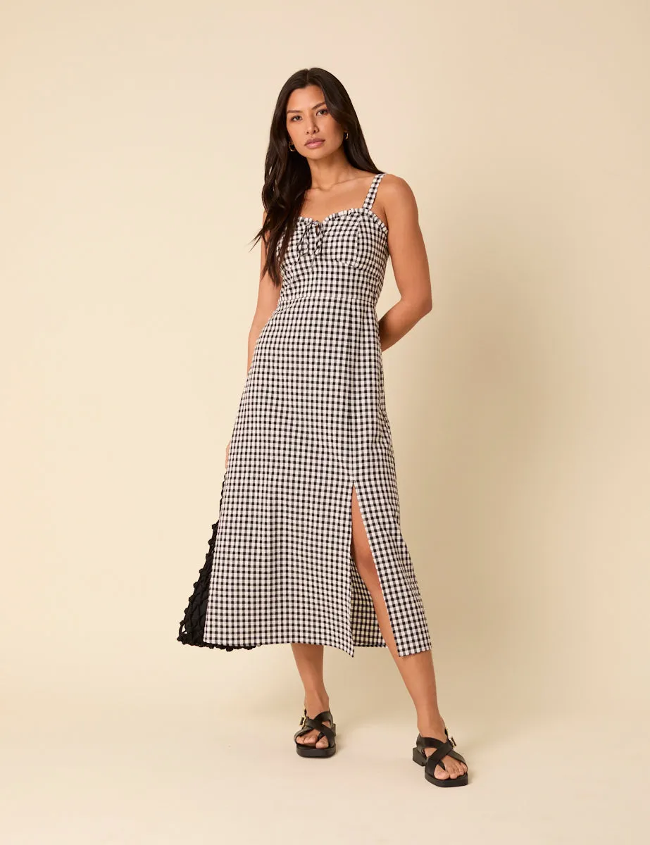 Black Gingham Lucia Midi Dress sold by Nobody's Child