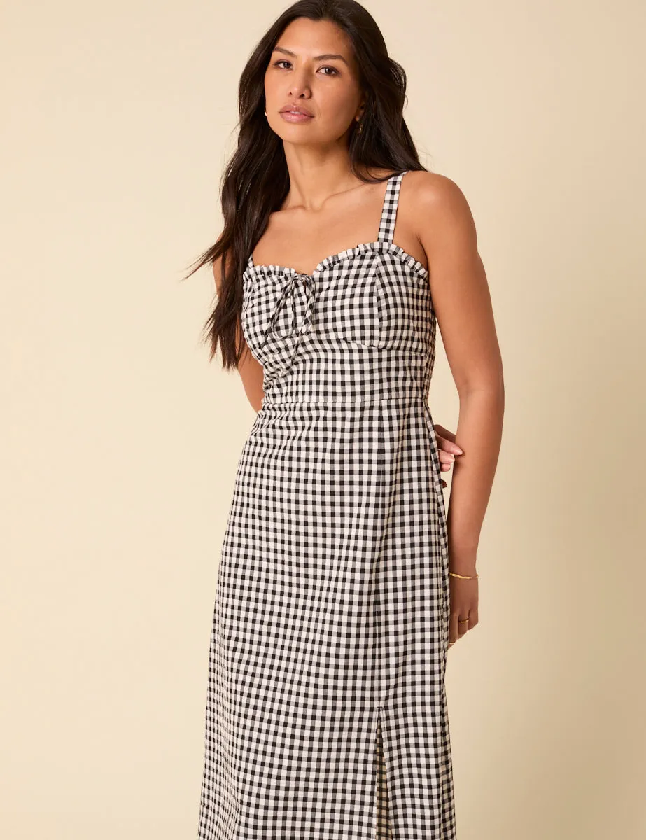 Black Gingham Lucia Midi Dress sold by Nobody's Child product image thumbnail 2
