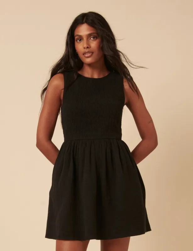 Black Sleeveless Charlie Mini Dress sold by Nobody's Child