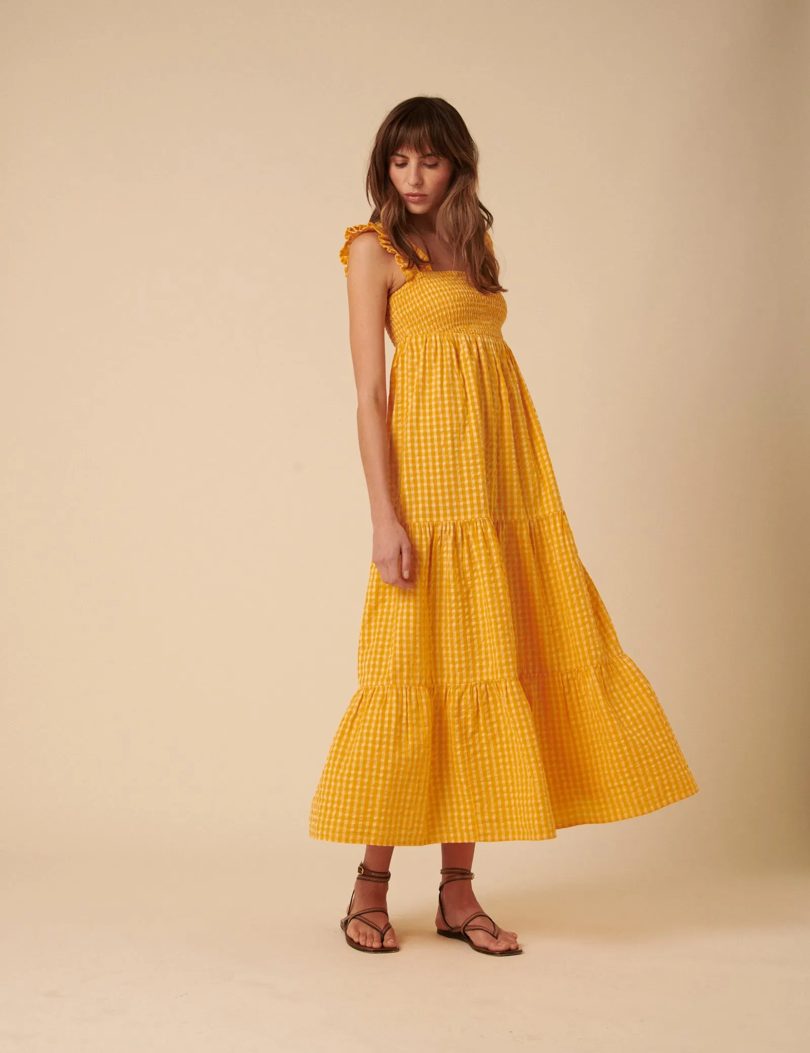Yellow Gingham Maya Midi Dress sold by Nobody's Child product image thumbnail 3