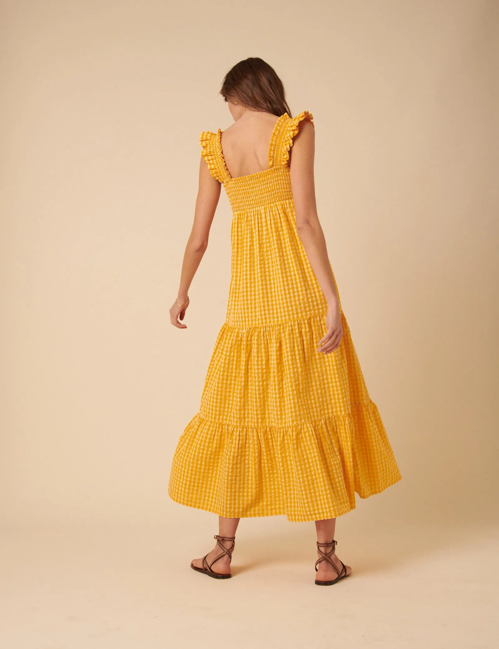Yellow Gingham Maya Midi Dress sold by Nobody's Child product image thumbnail 5