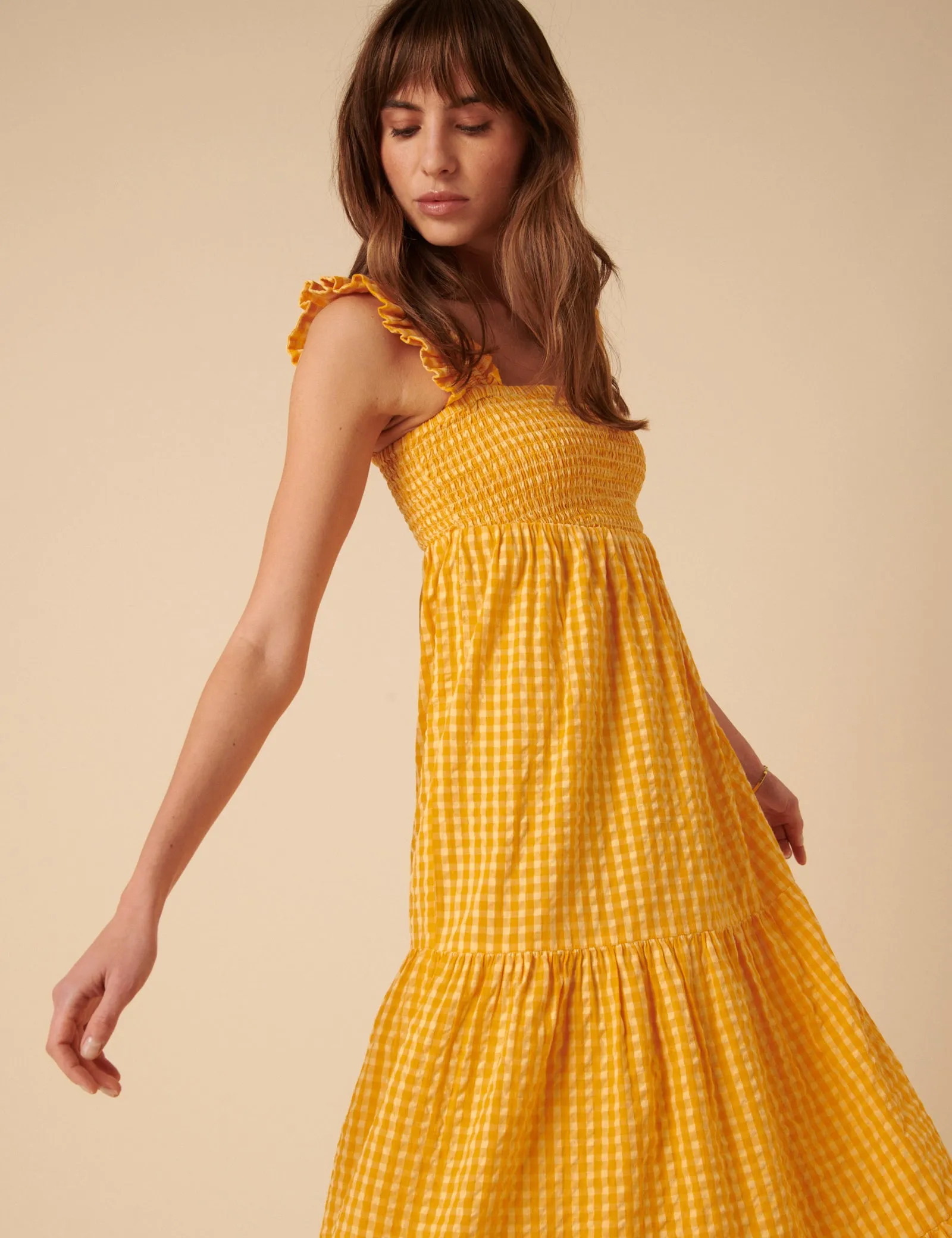 Yellow Gingham Maya Midi Dress sold by Nobody's Child product image thumbnail 2