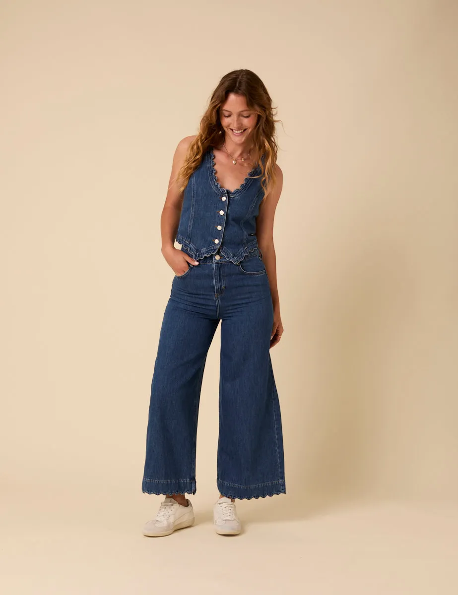 Blue Denim Scallop Trim Waistcoat sold by Nobody's Child product image thumbnail 3