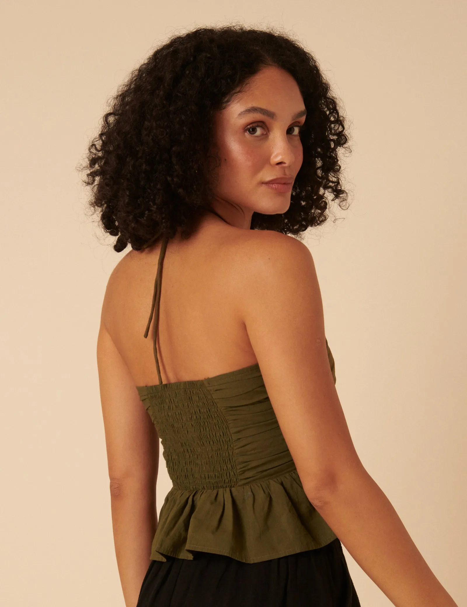 Khaki Halterneck Top sold by Nobody's Child product image thumbnail 5