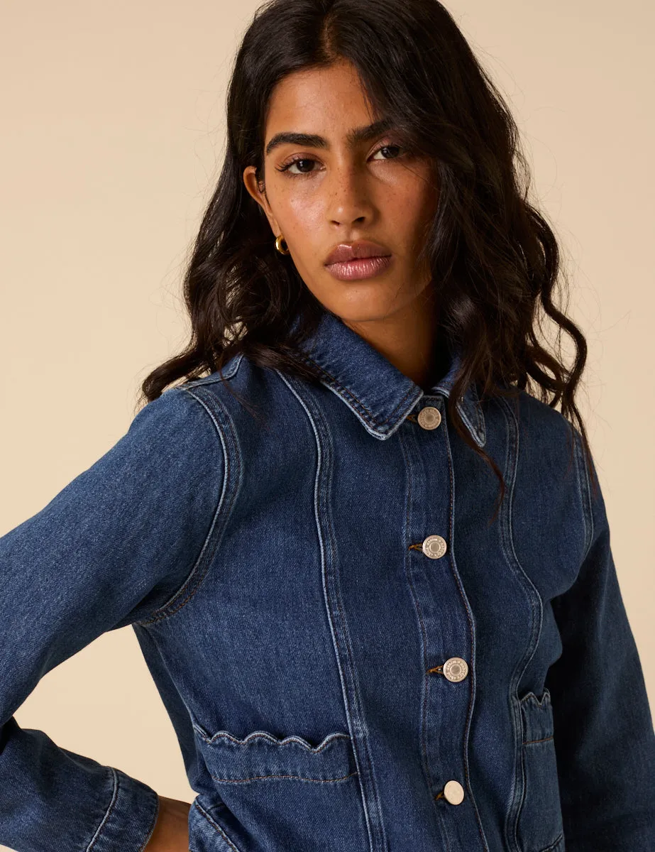 Dark Denim Scallop Hem Jacket sold by Nobody's Child product image thumbnail 4