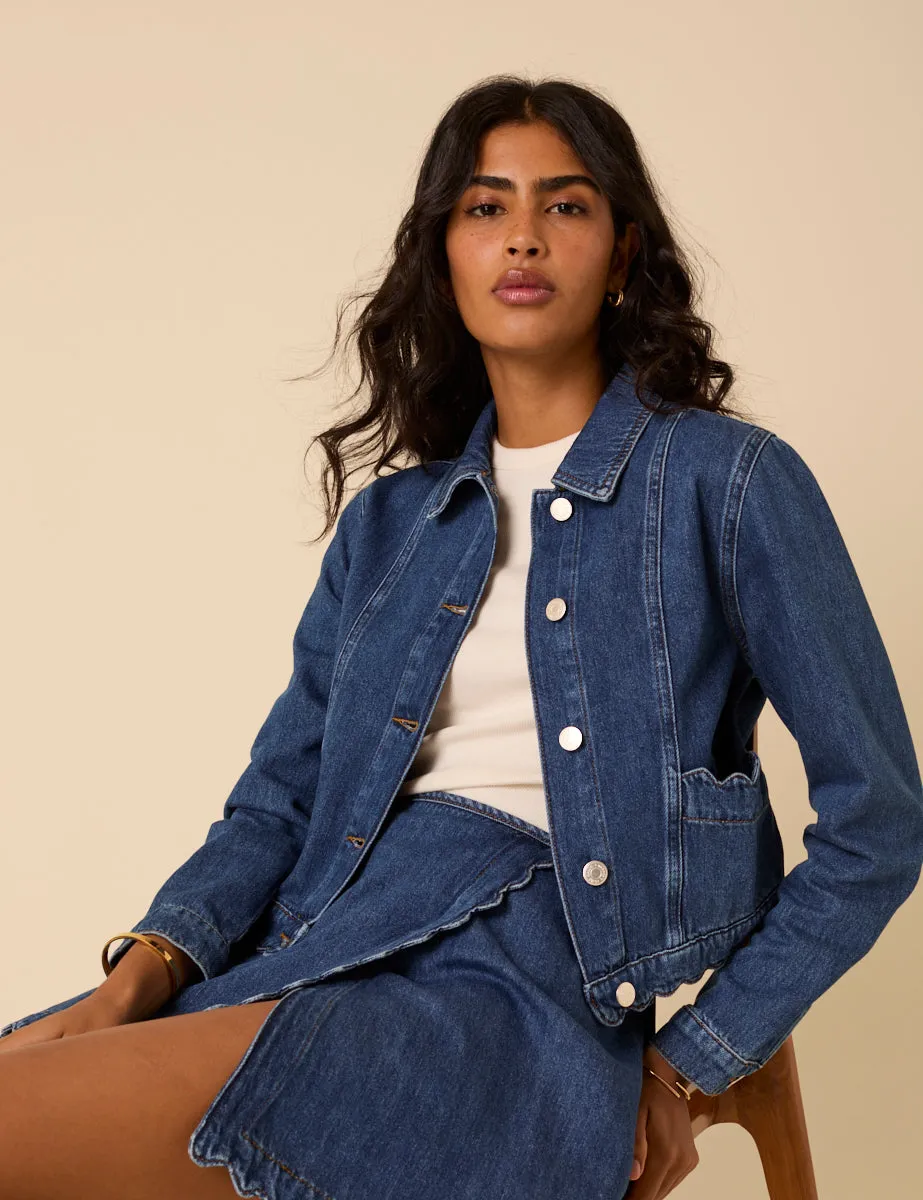 Dark Denim Scallop Hem Jacket sold by Nobody's Child product image thumbnail 2