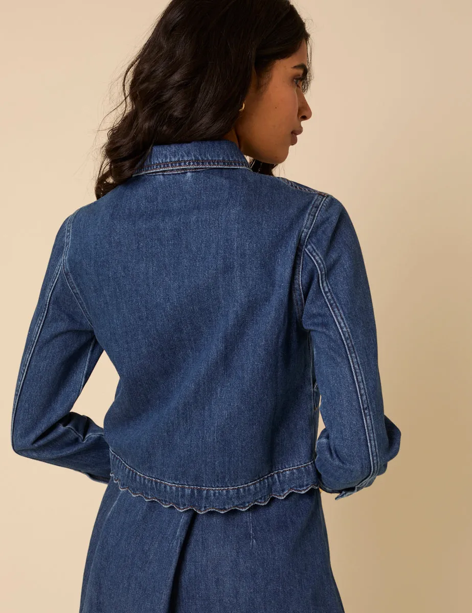 Dark Denim Scallop Hem Jacket sold by Nobody's Child product image thumbnail 5