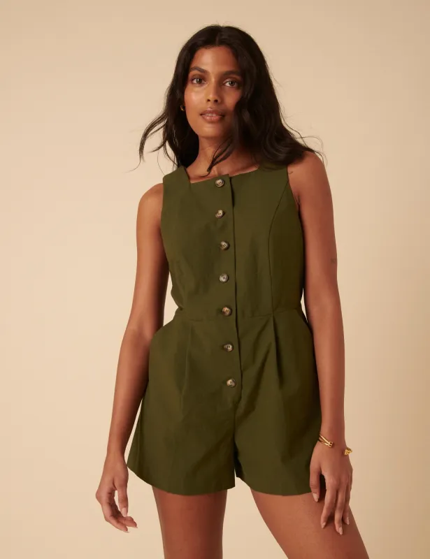 Khaki Peri Playsuit sold by Nobody's Child