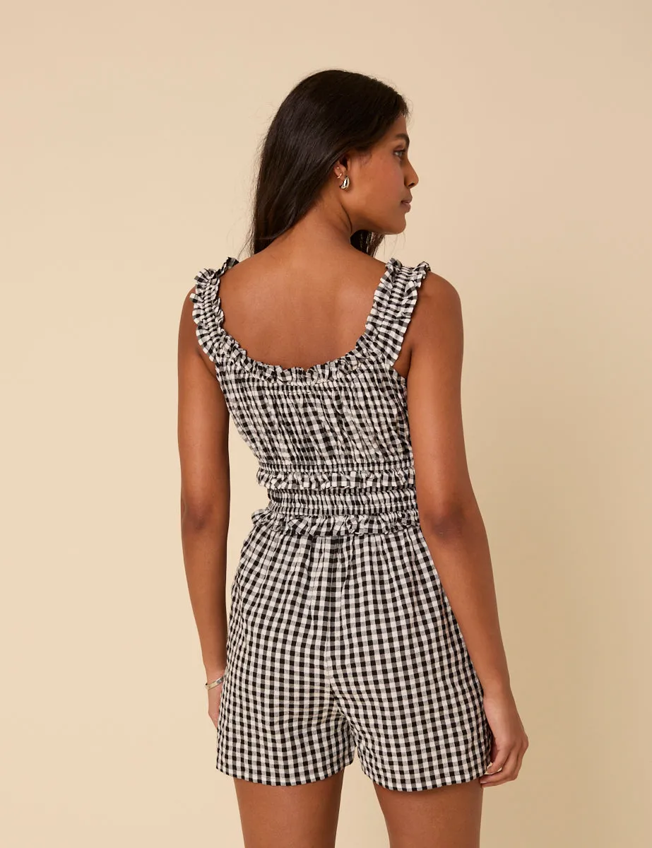 Black Gingham Sleeveless Aria Playsuit sold by Nobody's Child product image thumbnail 5