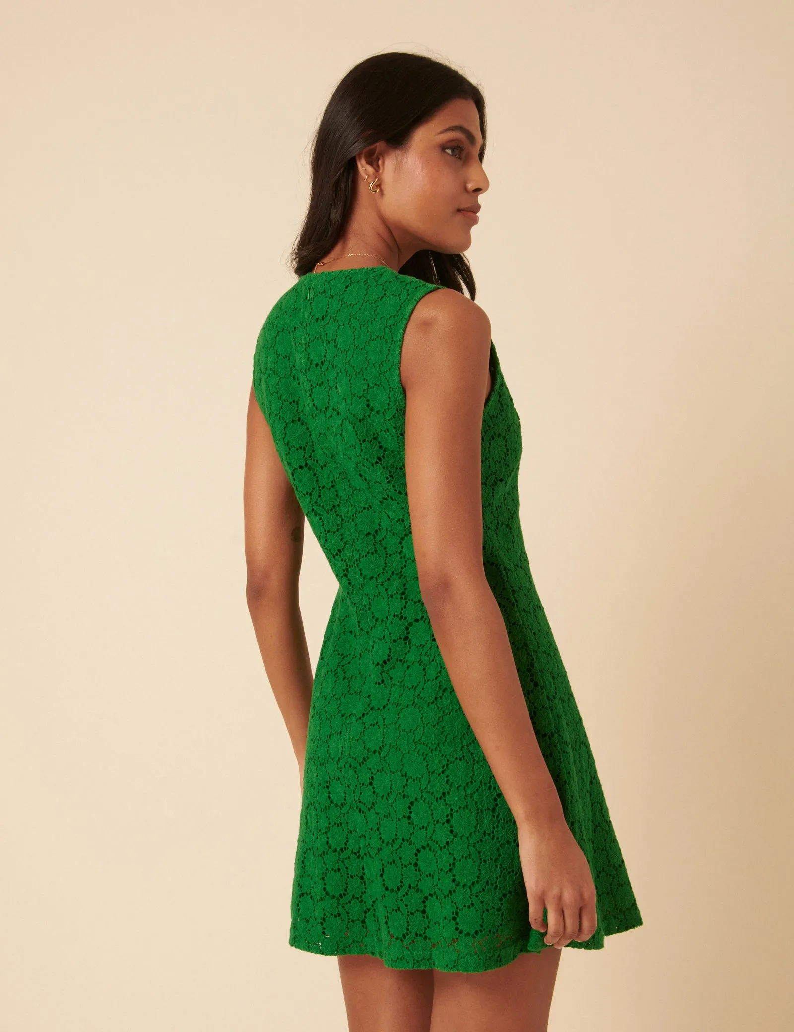 Green Floral Broderie Anglaise Juno Mini Dress sold by Nobody's Child product image thumbnail 5
