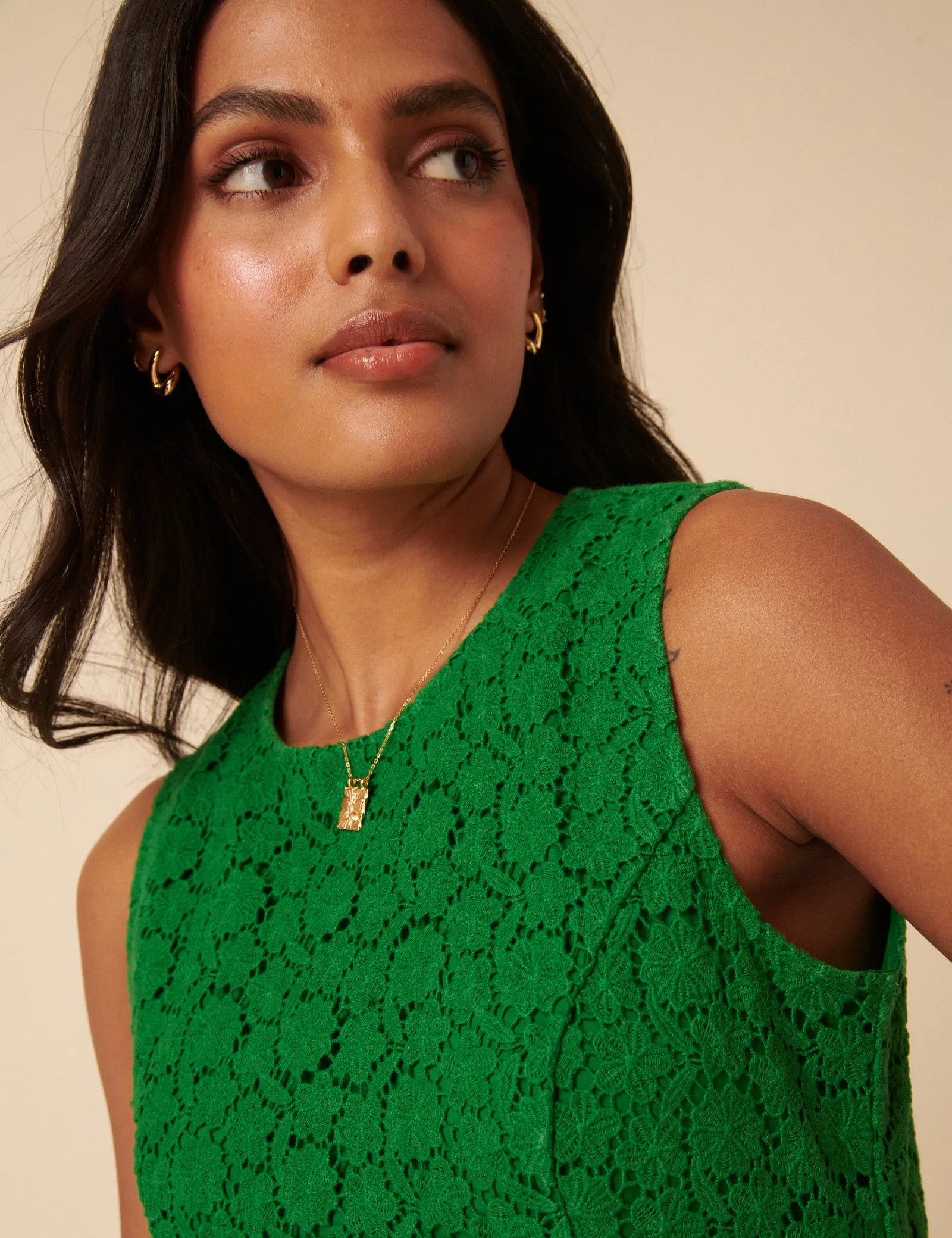 Green Floral Broderie Anglaise Juno Mini Dress sold by Nobody's Child product image thumbnail 2