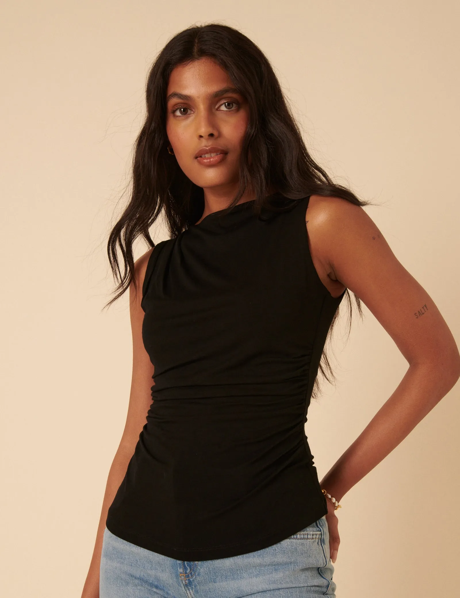 Black Ruched Top sold by Nobody's Child