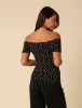 Black Polka Dot Bardot Top sold by Nobody's Child