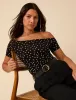 Black Polka Dot Bardot Top sold by Nobody's Child
