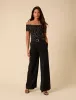 Black Polka Dot Bardot Top sold by Nobody's Child