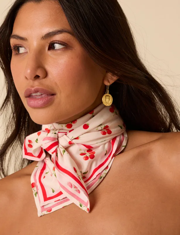 White Tomato Print Scarf made by Nobody's Child