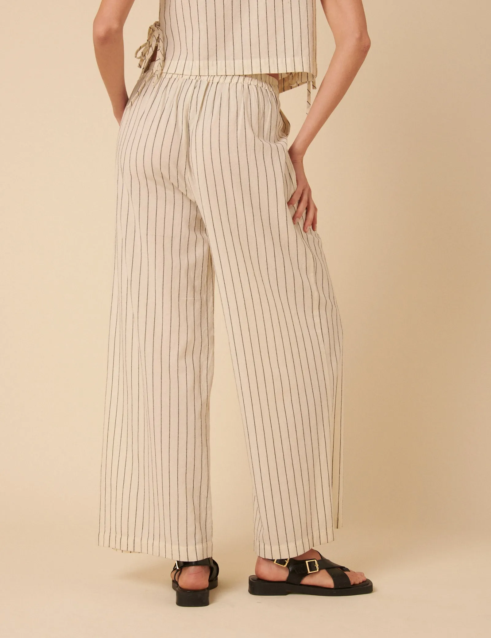 Cream Pinstripe Relaxed Trousers sold by Nobody's Child product image thumbnail 5